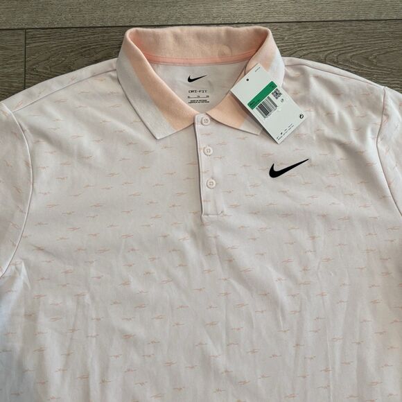Nike Dri Fit Golf Polo Shirt Mens XL Pink All Over Print Pattern Preppy Casual - Picture 5 of 7